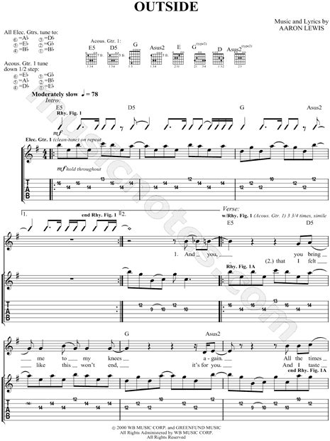 staind outside chords and lyrics.